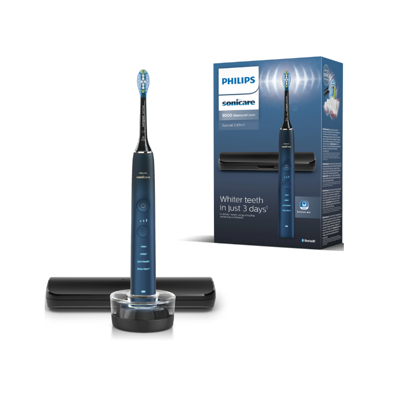 Periuta de dinti electrica philips sonicare diamondclean 9000 hx9911/88, 62000 miscari/min, 4 moduri de curatare, 3 nivele intensitate, senzor presiune, functia brushsync, aplicatie sonicare, wireless bluetooth, toc transport, baza de incarcare, acvamarin,  Periute electrice de dinti | electropc.ro