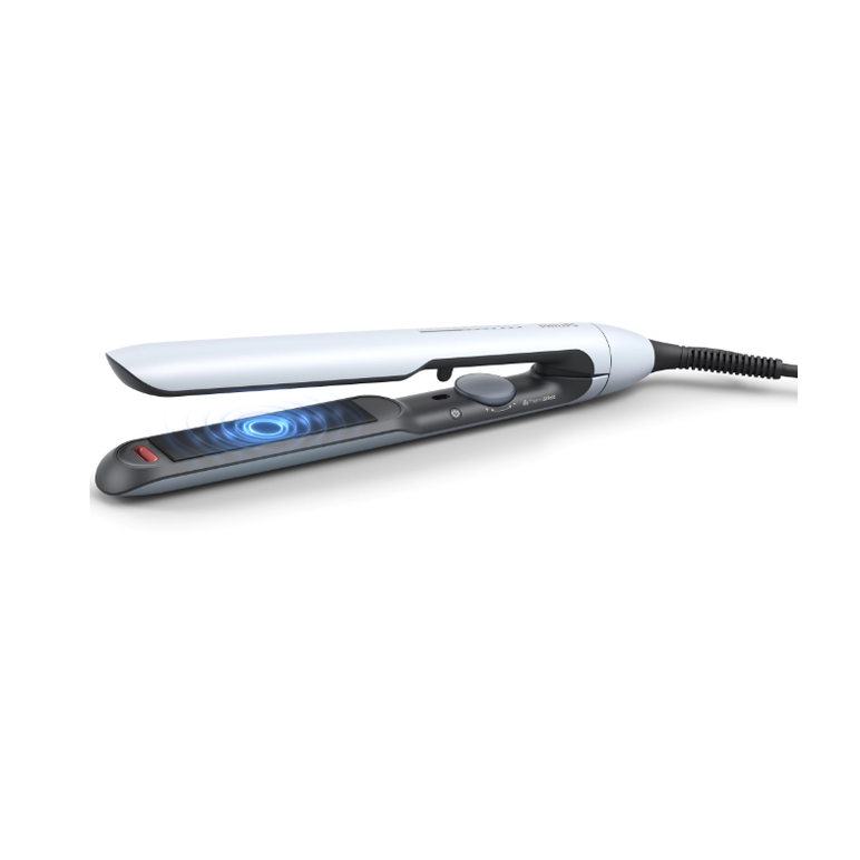 Placa de indreptat parul philips prestige bhs520/00, tehnologie thermoshield, placi infuzate cu ulei de argan, 230°c, ingrijire ioni, 12 setari temperatura, husa termorezistenta, albastru deschis, l x a x i (mm) 120x370x95,  Placi de indreptat parul | electropc.ro