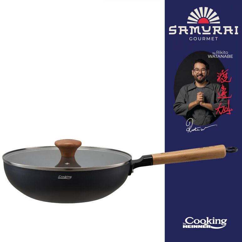 Tigaie wok + capac 26x7.5cm, rikito watanabe, cooking by heinner,  Tigai si seturi | electropc.ro