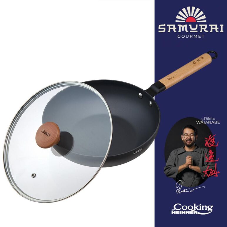 Tigaie wok + capac 26x7.5cm, rikito watanabe, cooking by heinner,  Tigai si seturi | electropc.ro