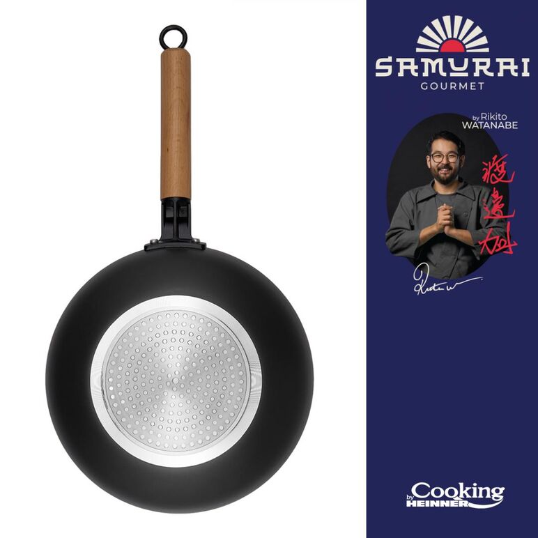 Tigaie wok aluminiu + capac 28x8 cm, rikito watanabe, cooking by heinner,  Tigai si seturi | electropc.ro