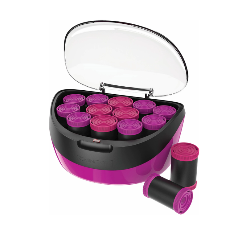 Trusa de bigudiuri electrice remington jumbo curls h5670, 12 bigudiuri, 2 dimensiuni extra mari, invelis catifea, ionizare, nucleu ceara, mov,  Ondulatoare | electropc.ro