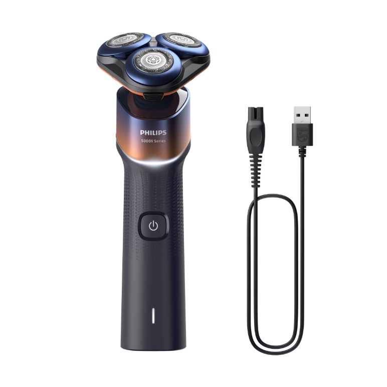 Aparat de ras philips seria 5000 x5012/00, barbierit umed/uscat, tehnologie skinprotect, capete flexibile 360, 50 de min, lame comfortcut, crom/portocaliu,  Aparate de tuns | electropc.ro