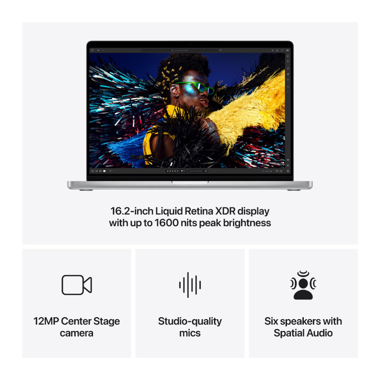 Macbook pro 16.2"/apple m4 max (cpu 16-core, gpu 40-core, neural engine 16-core)/64gb/1tb - silver - int kb (cto from mx2w3ro/a),  Laptopuri | electropc.ro