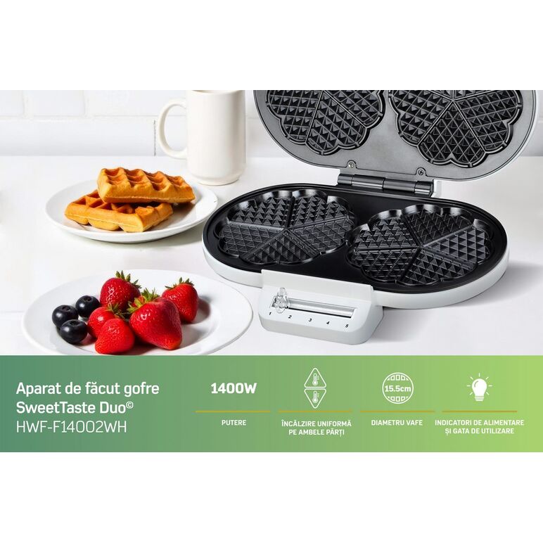 Aparat de facut gofre heinner hwf-f14002wh,  Aparate pentru preparat desert | electropc.ro