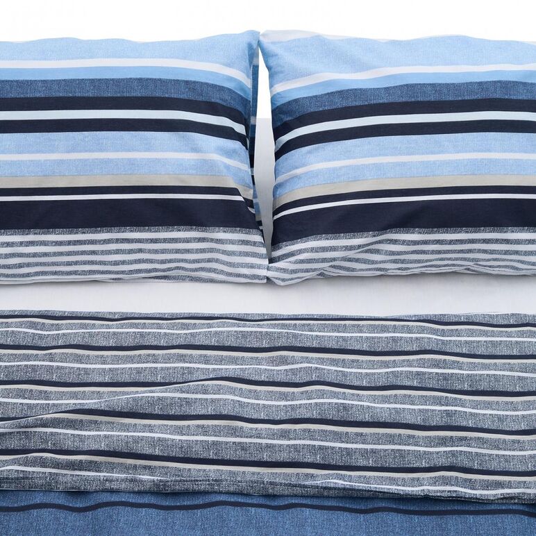 Lenjerie dubla,100% bumbac,4 piese, azul,  Lenjerii de pat | electropc.ro