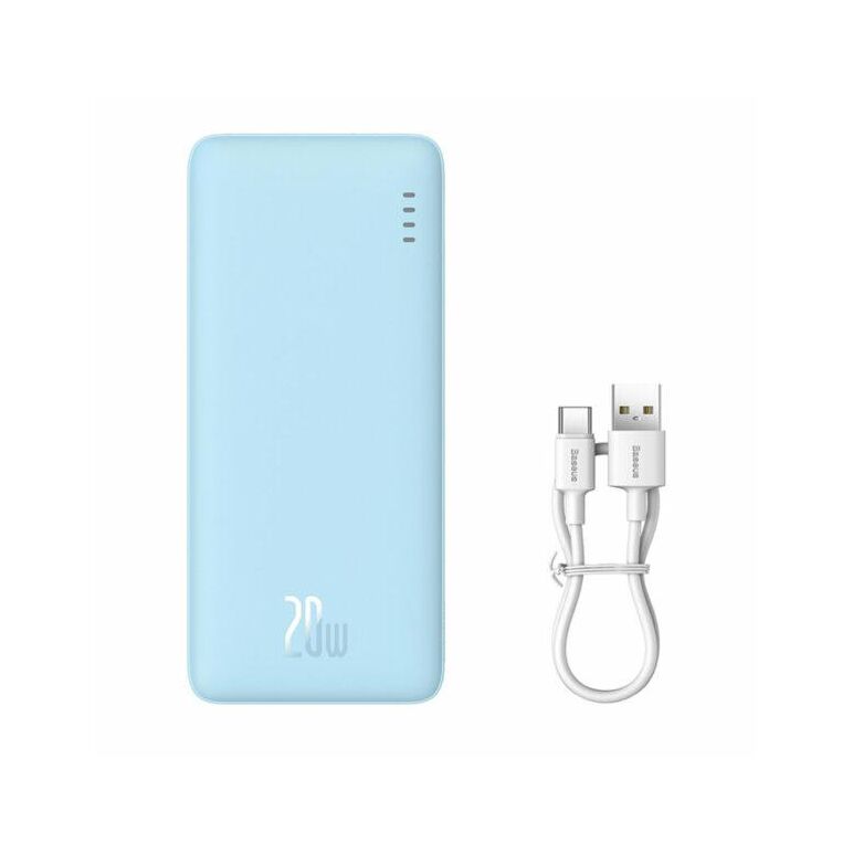 Baterie externa baseus airpow, 10000mah, 20w, 1 x usb; 1 x usb type-c ,total 3a, albastru,  Baterii portabile | electropc.ro