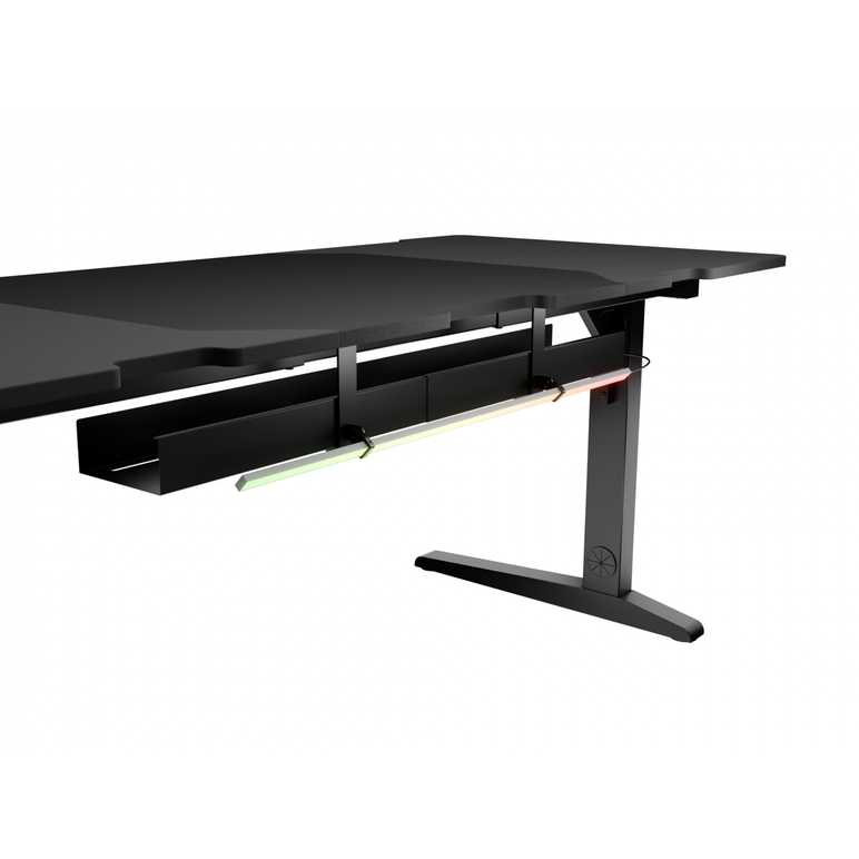 Birou gaming genesis holm modular 180, material lemn/metal, reglabil pe inaltime 70 - 90 cm, iluminare rgb, management cabluri, negru,  Birouri gaming | electropc.ro
