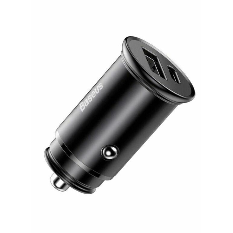 Incarcator auto baseus circular metal, 2 porturi usb iesire, pentru bricheta auto,  negru,  Incarcatoare telefoane | electropc.ro