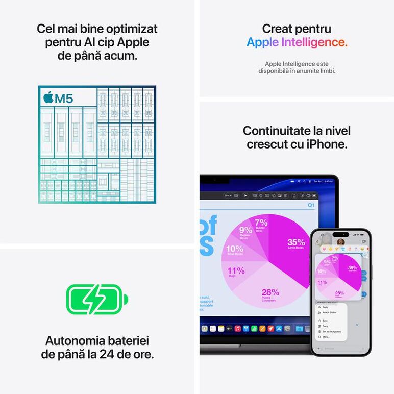 Macbook pro 14.2"/apple m5 (cpu 10-core, gpu 10-core, neural engine 16-core)/16gb/512gb – space black – int kb (no adapter) - 2025,  Laptopuri | electropc.ro