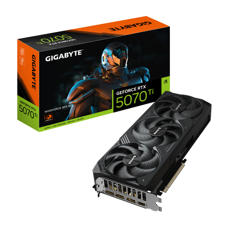 Placa video gigabyte rtx 5070 ti windforce sff 16gb gddr7 256 bit, pcie 5.0, 3x dp 1x hdmi,  Placi video | electropc.ro