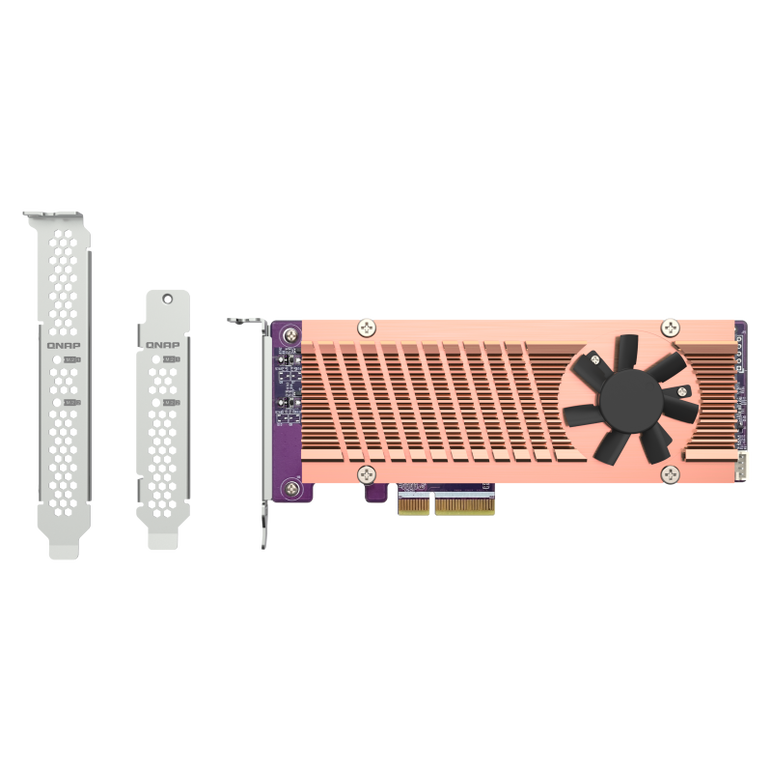 Qnap dual m.2 22110/2280 pcie nvme ssd expansion card connector: 2 x m.2 22110 or 2280 pcie (gen3 x 4) nvme ssd slots pcie and lanes: pcie gen3 x 4 bracket: low-profile (default). low- profile flat and full-height brackets are also included.,  Accesorii IT | electropc.ro