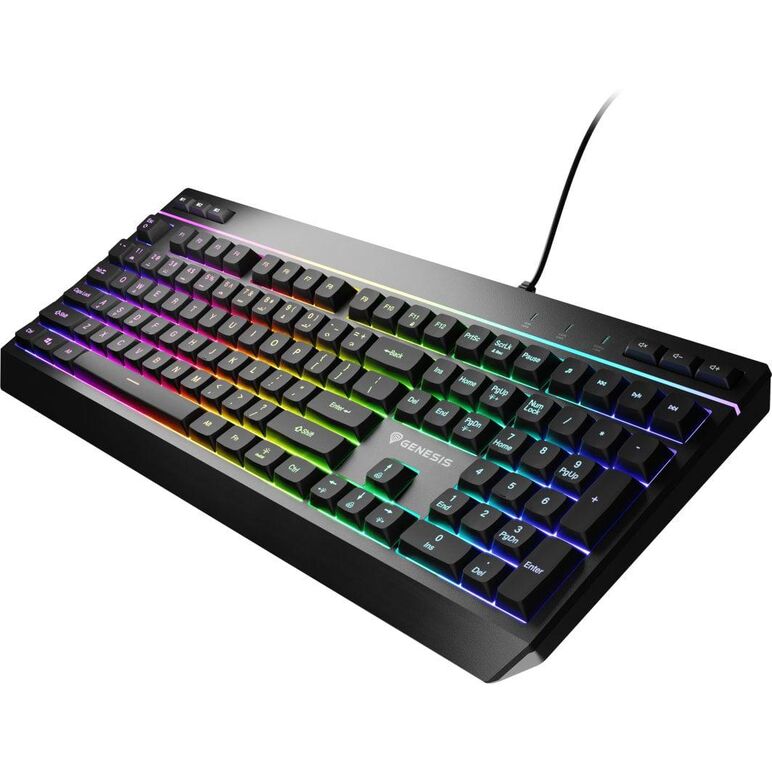 Tastatura gaming cu fir genesis rhod 530, tip membrana, iluminare rgb, numar taste 114, material abs, lungime cablu 180cm, negru,  Tastaturi | electropc.ro