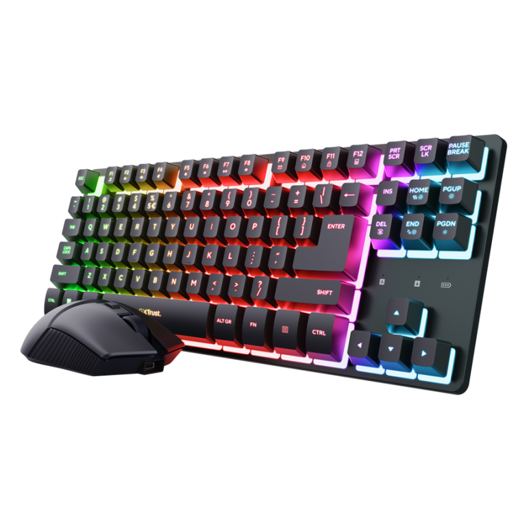 Kit trust gxt 832 thado wireless, material abs, tastatura tkl, iluminare, mouse optic, rezolutie maxima 6400 dpi,  Tastaturi | electropc.ro
