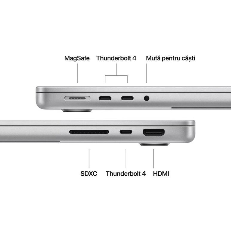 Macbook pro 14.2"/apple m5 (cpu 10-core, gpu 10-core, neural engine 16- core)/32gb/2tb – silver – int kb – (no adapter) – 2025 (cto from mde64ro/a),  Laptopuri | electropc.ro
