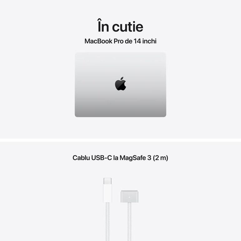 Macbook pro 14.2"/apple m5 (cpu 10-core, gpu 10-core, neural engine 16- core)/32gb/2tb – silver – int kb – (no adapter) – 2025 (cto from mde64ro/a),  Laptopuri | electropc.ro