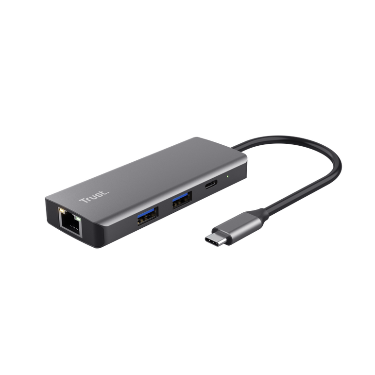 Adaptor trust dalyx 6-1, 4 porturi usb, material rabs (abs copolymer) 98%, hdmi v 2.0 (3840*2160@60hz, 1080p@120hz, giga lan (1gbps, gri,  Hub-uri USB | electropc.ro