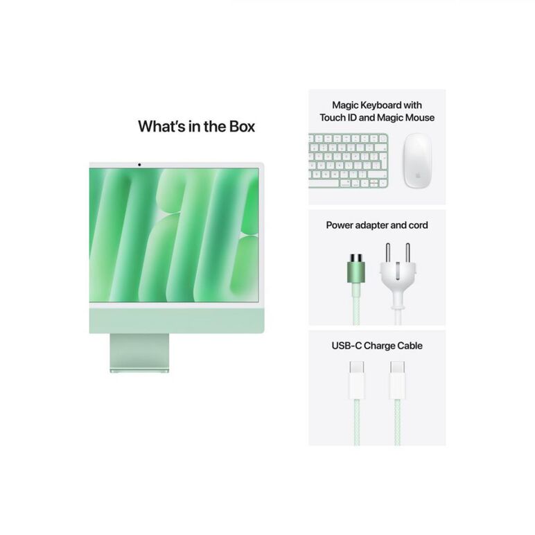 Apple imac 24" retina 4.5k/ apple m4 (cpu 10-core, gpu 10-core, neural engine 16-core)/24gb/512gb - green - int kb (2024),  All in one PC | electropc.ro