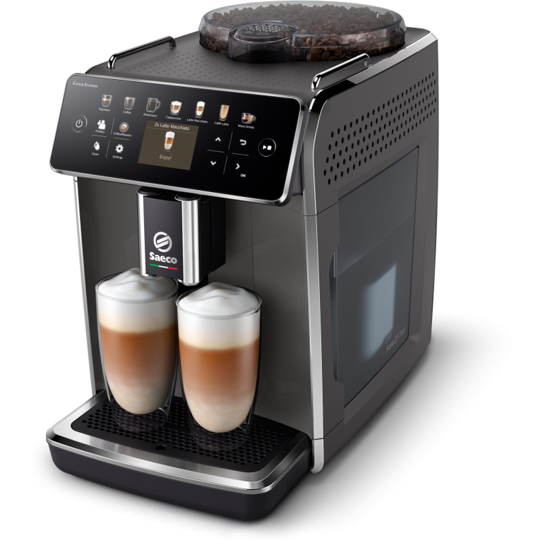 Espressor automat saeco granaroma sm6580/10, sistem de lapte latte duo, 14 bauturi, 15 bar, ecran tft color, 4 profiluri utilizator, filtru aquaclean, rasnita ceramica, functie doubleshot, gri,  Espressoare | electropc.ro
