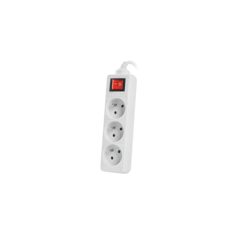 Prelungitor 3 prize , cu intrerupator, cablu din cupru de calitate superioara, alb,  Prelungitoare | electropc.ro