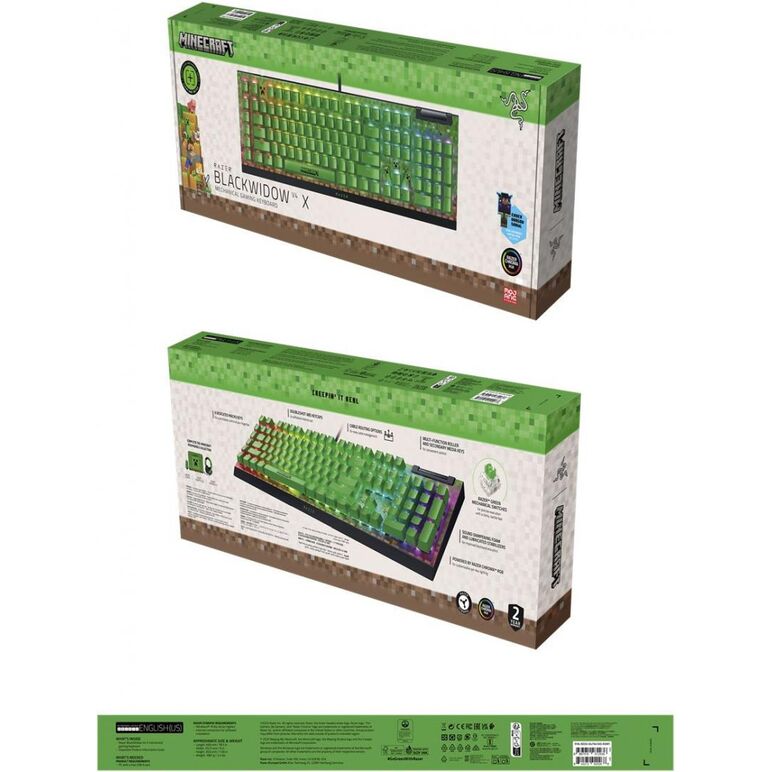 Tastatura mecanica gaming blackwidow v4 x (green switch) - minecraft edition , layout us, taste abs, layout us, cu 6 butoane customizabile, negru,  Tastaturi | electropc.ro