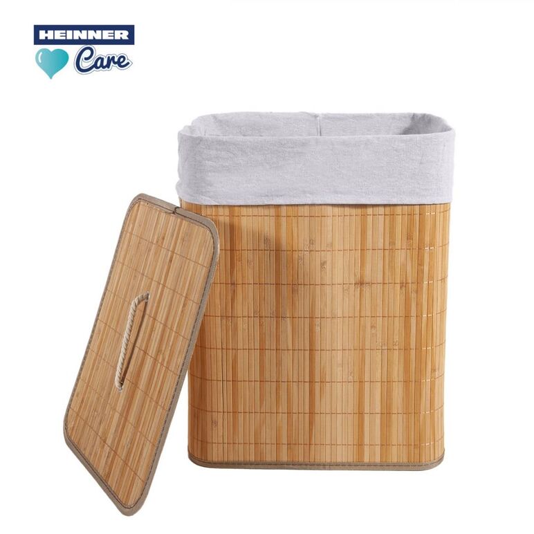 Cos de rufe dreptunghiular din bambus,  40x30x60 cm, 70 l,  Cosuri de rufe | electropc.ro