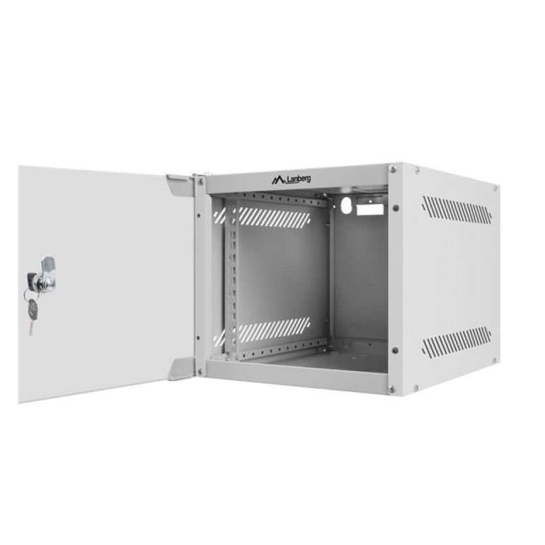 Dulap rack 10" perete 4u / 280x310 (flat pack) cu ușă din sticlă, gri,  Cabinete metalice | electropc.ro