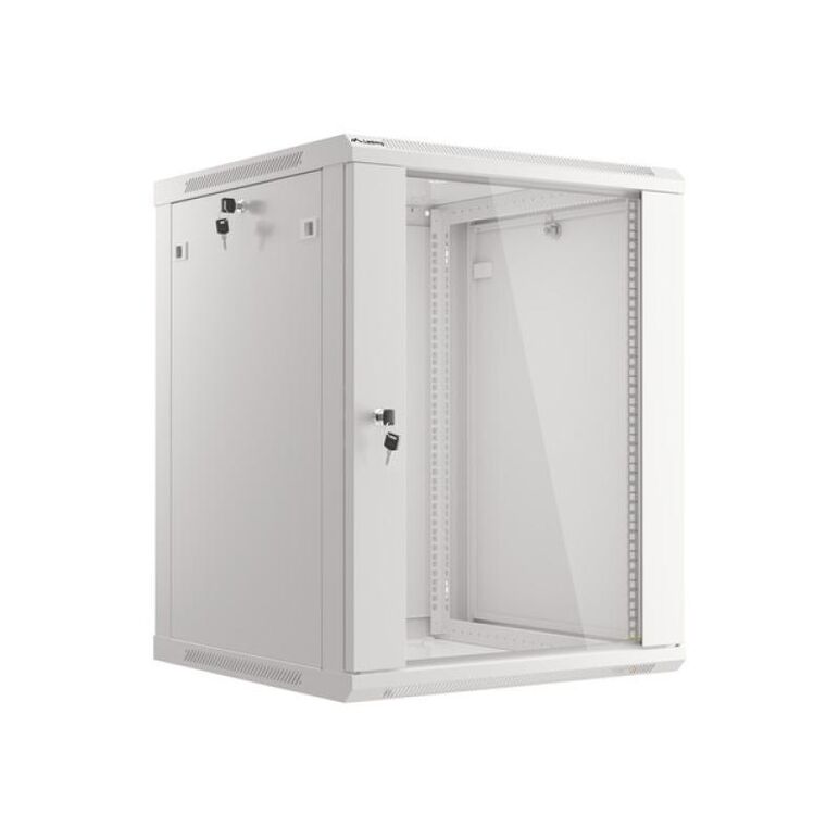 Dulap rack 19" perete 15u / 600x600 (flat pack) cu ușă din sticlă, gri  v2,  Cabinete metalice | electropc.ro