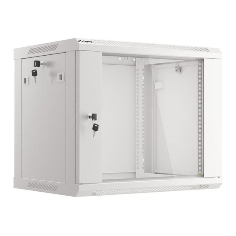 Dulap rack de perete 19", 9u, 600x450 mm, usa din sticla, gri, v2,  Cabinete metalice | electropc.ro