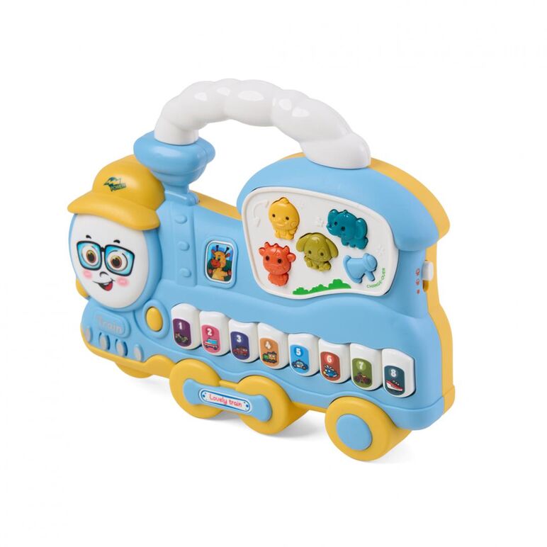 Jucarie trenulet cu lumini si sunete, albastru, momki,  Jucarii interactive bebelusi | electropc.ro