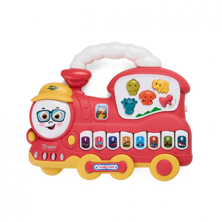 Jucarie trenulet cu lumini si sunete,rosu, momki,  Jucarii interactive bebelusi | electropc.ro