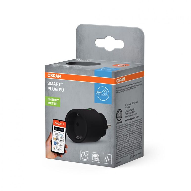 Priza inteligenta osram smart+ matter over wifi (2.4 ghz), 10a, 2300w, ip20 ,compatibila amazon alexa, google home, apple home, samsung smartthings si alte platforme compatibile matter,  Accesorii pentru iluminat inteligent | electropc.ro