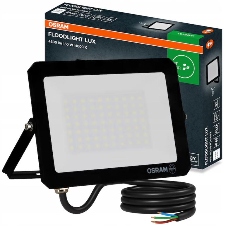 Proiector led osram lux, 50w, 220-240v, 4500 lm, lumina neutra (4000k), ip65, negru,  Proiectoare | electropc.ro