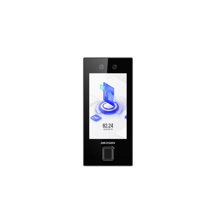 Terminal de access control cu recunoastere faciala si amprenta hikvision ds-k1t344mbfwx-e1, capacitate de stocare: 3000 memorie faciala, 3000 amprente, 3000, carduri(mifare) si 150,000 evenimente, distanta recunonoastere faciala 0.3 m la 1.5 m, durata rec,  Centrale control acces | electropc.ro