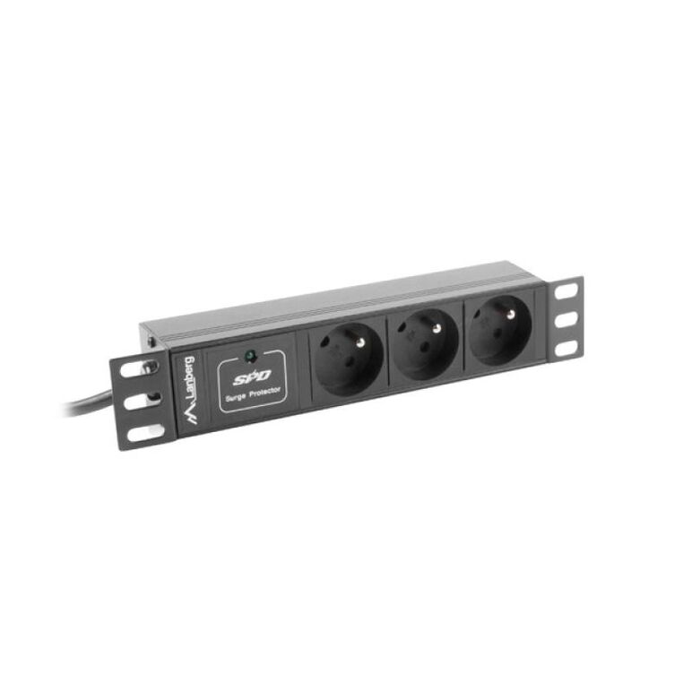 Unitate distributie alimentare pdu 10", 1u, 16a, 3 prize , negru,  Prelungitoare | electropc.ro