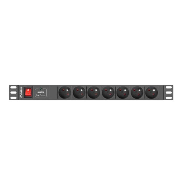 Unitate distributie alimentare pdu 19", 1u, 16a, 7 prize , negru,  Prelungitoare | electropc.ro