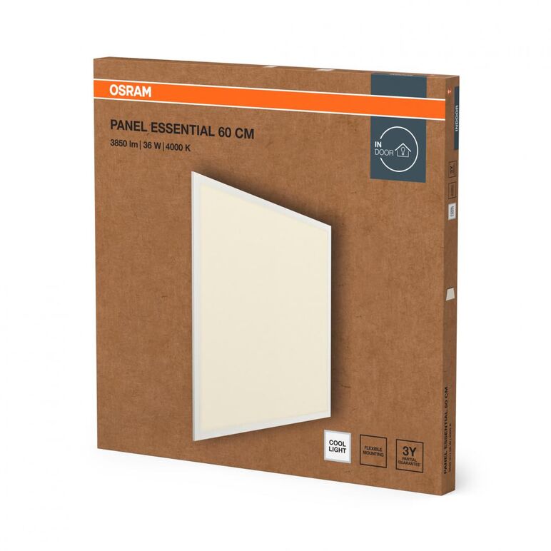 Panou led ledvance panel essential, 36w, 3850 lm, lumina neutra (4000k), ip20, 596x596x35mm, aluminiu, alb,  Corpuri de iluminat incastrate | electropc.ro