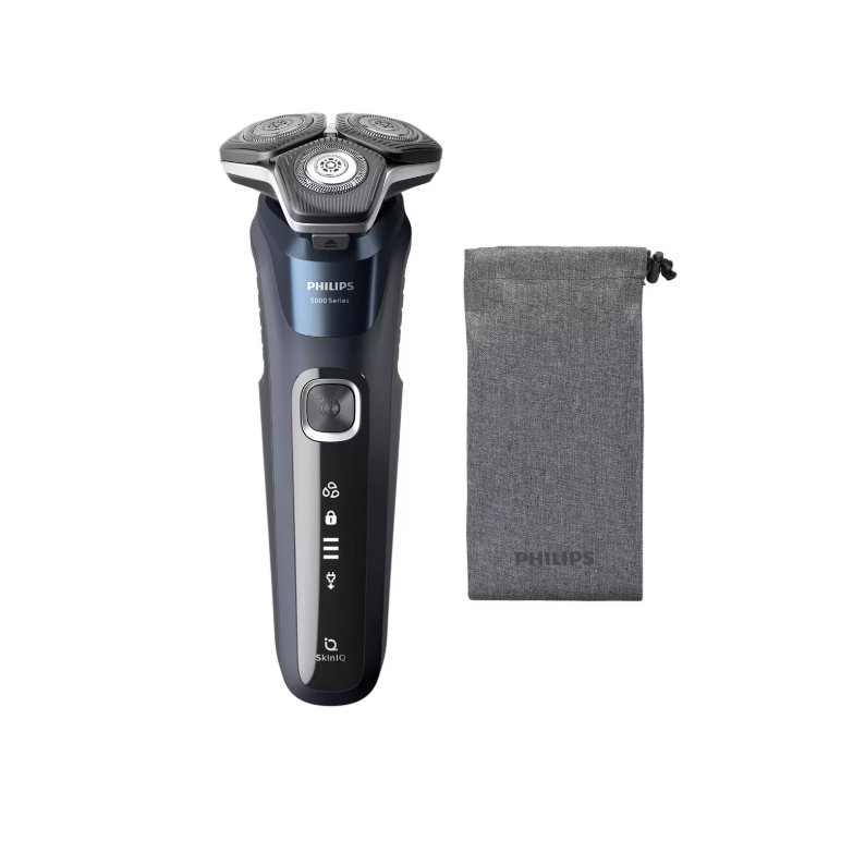 Aparat de barbierit philips shaver seria 5000 s5585/10, barbierit umed/uscat, tehnologie skiniq, fara fir, capete flexibile 360°, display led, senzor power adapt, lame auto-ascutire, lama integrata, 60 min, midnight blue,  Aparate de tuns | electropc.ro