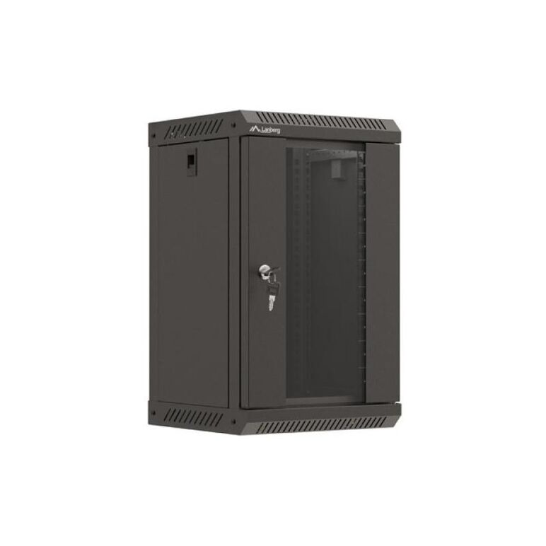 Dulap rack 10" perete 9u / 300x300 (flat pack) cu ușă din sticlă, negru,  Cabinete metalice | electropc.ro