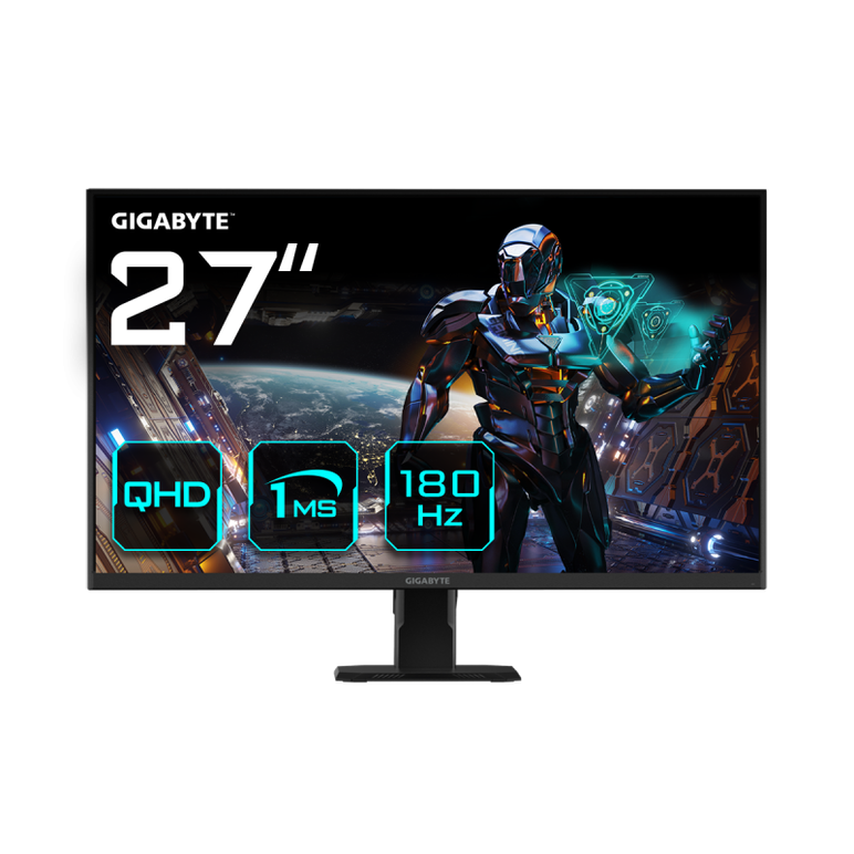 Gigabyte monitor gaming 27" ss ips gs27qa, non-glare, rezolutie: 2560 x 1440(qhd), luminozitate: 300 cd/m2, contrast: 1000:1, unghi vizualizare: 178°(h)/178°(v), culori: 16.7m, timp raspuns: 1ms, refresh rate: 180hz, hdr ready, flicker-free, interfata: 2 ,  Monitoare LED | electropc.ro