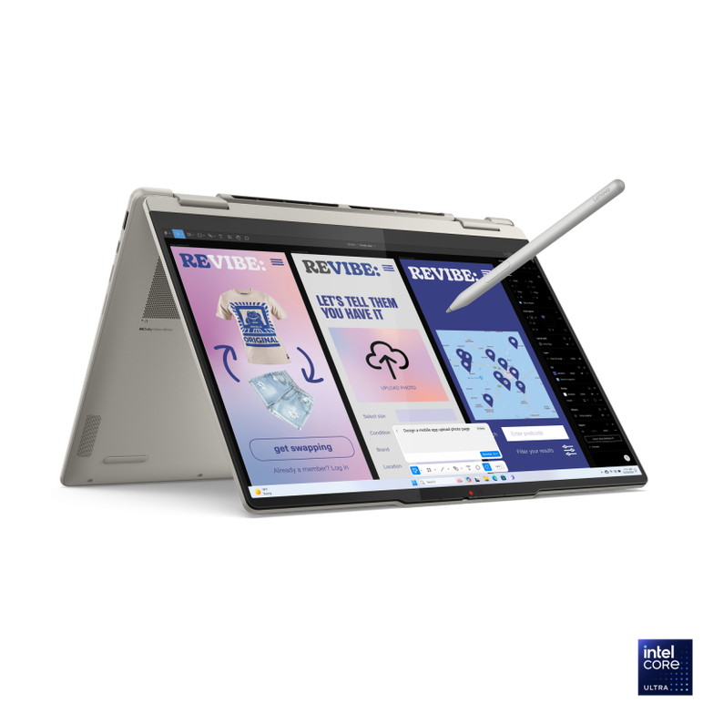 Laptop lenovo yoga 7 2-in-1 14ill10, 14" 2.8k wqxga+ (2880x1800) oled 1100nits (peak) / 500nits (typical) glossy / anti-fingerprint, 100% dci-p3, 120hz, dolby vision®, tÜv low blue light, displayhdr™ true black 1000, glass, touch, intel® core™ ultra 7 258,  Laptopuri | electropc.ro