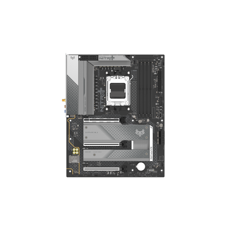 Sapphire nitro+ b850a wifi 7. processor manufacturer: amd, processor socket: socket am5, compatible processor series: amd ryzen 7000  series, amd ryzen 8000 series, amd ryzen 9000 series. supported memory types: ddr5-sdram, maximum internal memory: 256 gb,  Placi de baza | electropc.ro