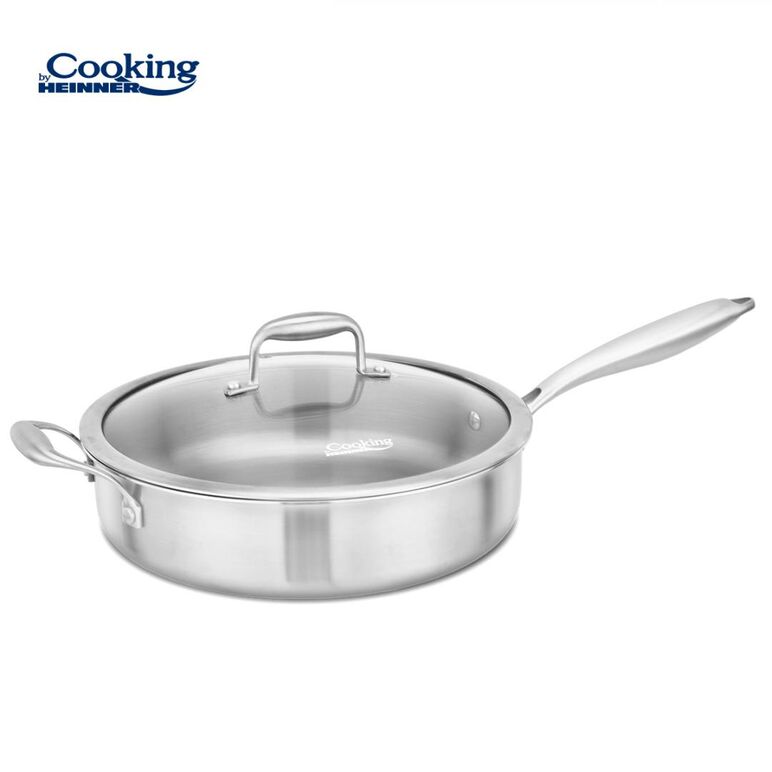 Tigaie adanca inox+capac sticla 28x7.5cm, atomic3, cooking by heinner,  Tavi copt | electropc.ro