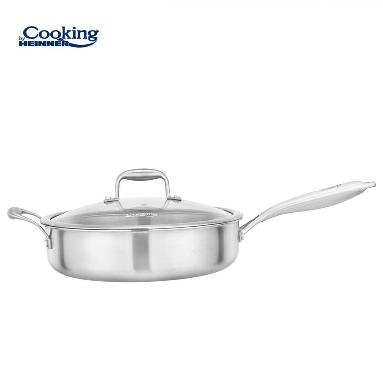 Tigaie adanca inox+capac sticla 28x7.5cm, atomic3, cooking by heinner,  Tavi copt | electropc.ro