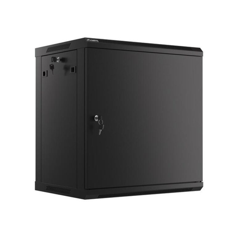 Dulap rack 19" perete 12u / 600x450 pentru auto-asamblare, cu ușă metalică, negru  (flat pack),  Cabinete metalice | electropc.ro