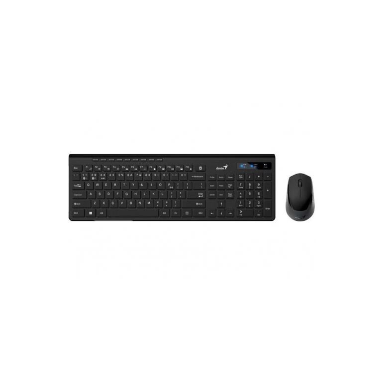 Kit wireless genius, tastatura wireless 104 taste (multimedia) + mouse wireless 1200dpi, 3 butoane, bt 5.3 + 2.4g, interfata usb, negru,  Kit mouse tastatura | electropc.ro
