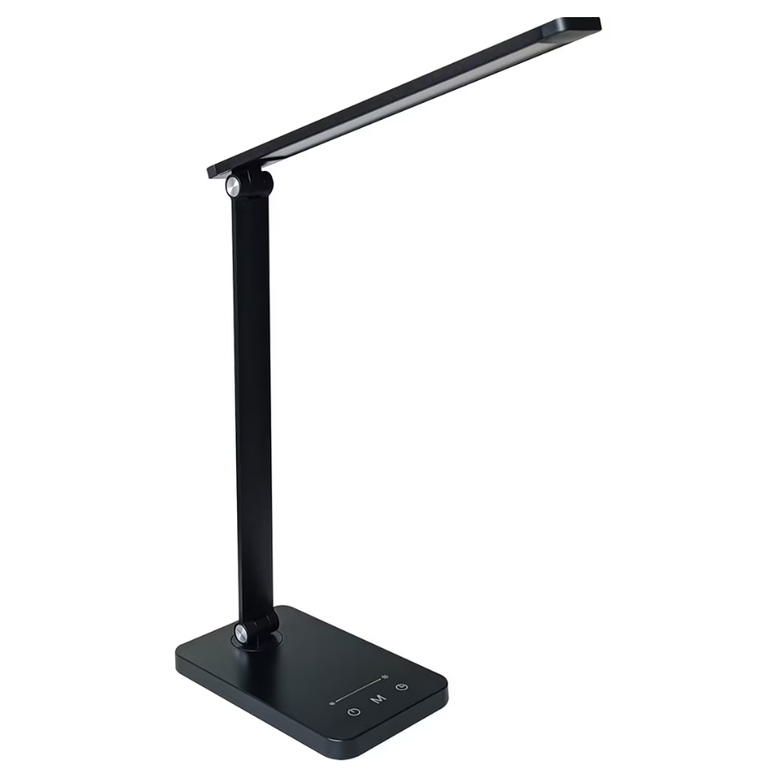 Lampa led birou osram panan disk fold, 6.5w, 255 lm, lumina alba(3000k - 6500k), dimabila, touch control, temporizator 30/60minute, slot usb 5v/1a, negru,  Lampi de interior | electropc.ro