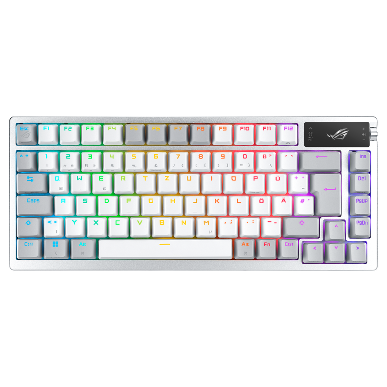 Tastatura mecanica gaming asus rog azoth, layout us, switch rog nx snow, iluminare rgb, lungime cablu 2 metri, alb,  Tastaturi | electropc.ro