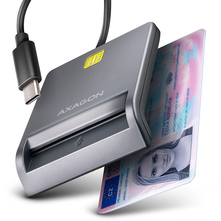 Cititor electronic AXAGON carti de identitate Smart Card FlatReader CRE-SM3TC, USB-C,  Card reader | electropc.ro
