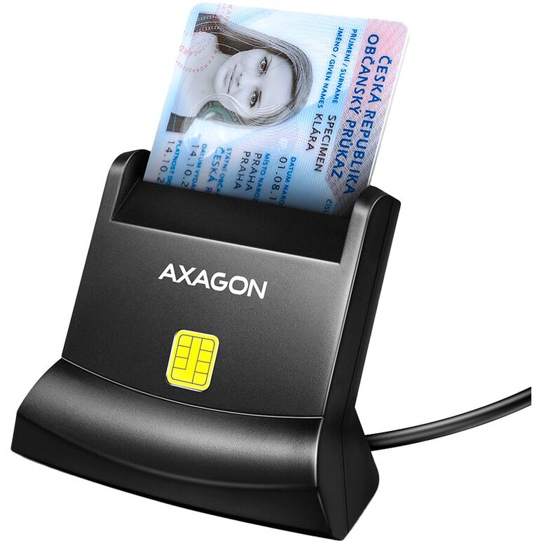 Cititor electronic AXAGON carti de identitate Smart Card FlatReader CRE-SM4N, USB 2.0,  Card reader | electropc.ro